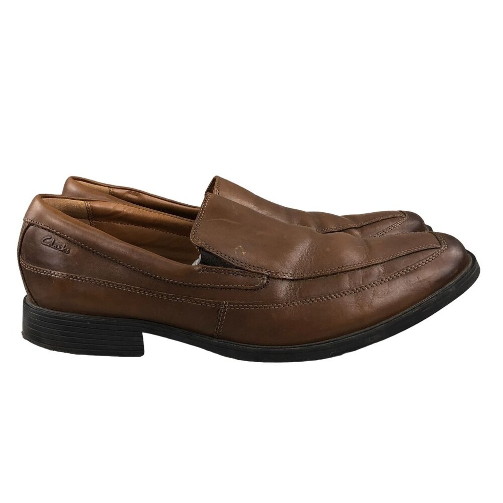 Clarks Men's Size 11.5M Tilden Free Brown Leather Slip On Casual Loafer Shoes